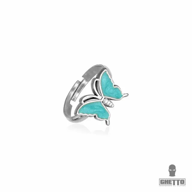 Ghetto Butterfly Shaped Adjustable Ring Turquoise