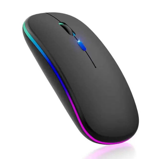 Techsuit - Wireless Mouse GameFlow (M1) - for Gaming, LED RGB, Silent, Bluetooth 5.2, 2.4G, 1600 DPI with USB-C Charging Cable - Black 3
