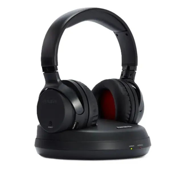 Aiwa WHF-880 Ασύρματα RF Ακουστικά Τηλεόρασης Over Ear με Βάση Φόρτισης Μαύρα 2
