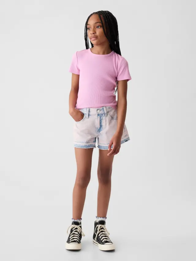 Ροζ Παιδικό Χαμηλοκάβαλο Denim Σορτς light peony pink