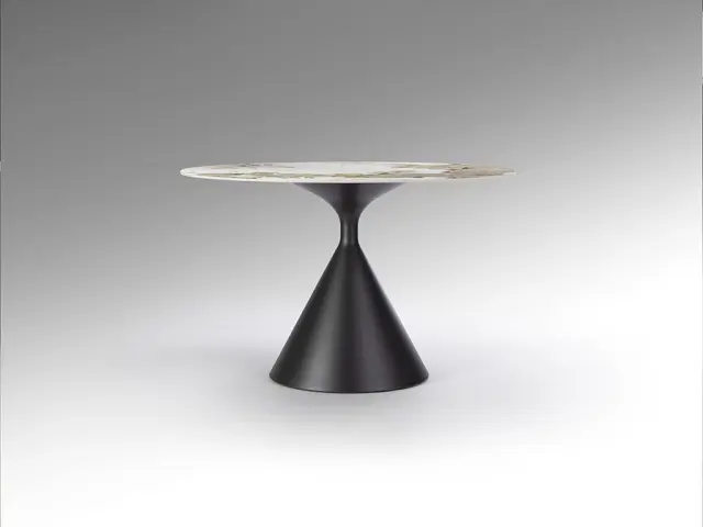 Στρογγυλό Τραπέζι Τραπεζαρίας Pandora Marble Μαύρο 120cm Άσπρο Μάρμαρο 3