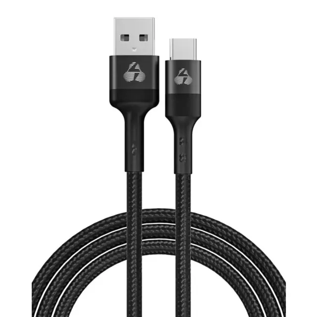 POWERTECH PTR-0202 Καλώδιο USB-A σε USB-C 60W PD 1m, Data 480Mbps + Braided Επένδυση – Μαύρο