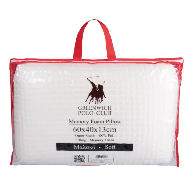 Μαξιλάρι Υπνου 60Χ40Χ13 Μαλακό Memory Foam Greenwich Polo Club 2341 Λευκό 100% Πολυέστερ 3