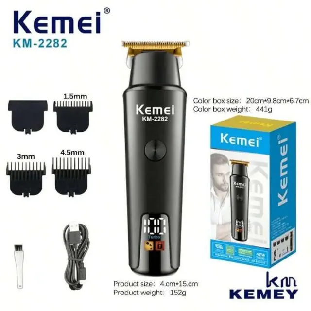 Kemei Επαγγελματική Επαναφορτιζόμενη Κουρευτική Μηχανή Μαύρη KM-2282 2