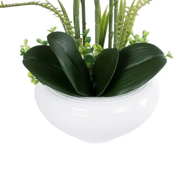 GloboStar® Dark Pink Orchid 21123 Διακοσμητική Φούξια Ορχιδέα Y50cm Πράσινο Ροζ 3