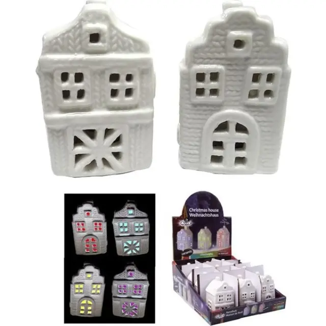 X-mass Decoration ceram. home with LED 49023