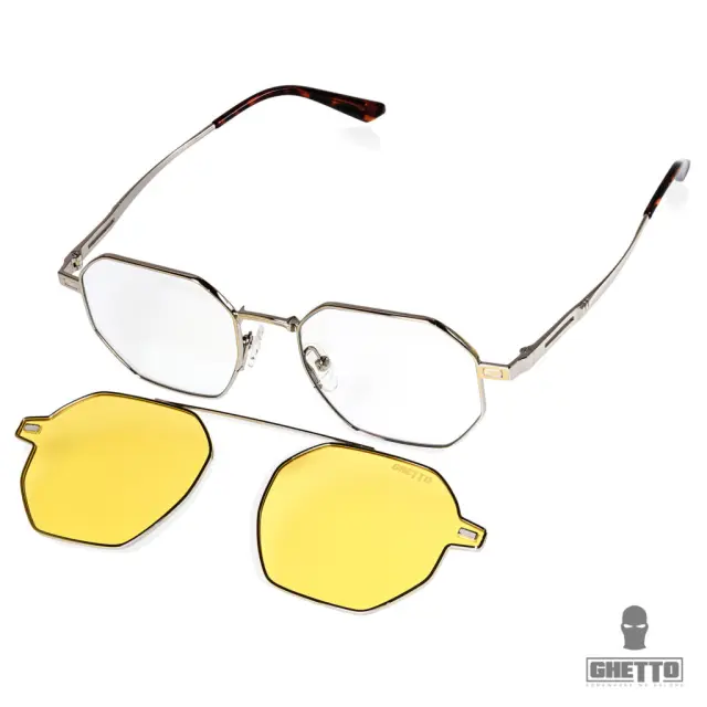 Ghetto Hexagon Sunglasses Polarized + Reading Silver Frame Unisex 2