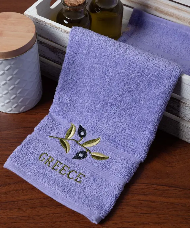 Πετσέτα Προσώπου ( 50cm x 100cm ) Μωβ με Κλαδί GREECE - -