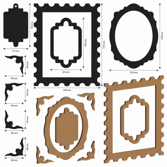 Διακοσμητικά σχέδια MDF, Stamperia, Quiet Days, Κορνίζες και ετικέτες 2