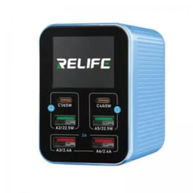 Πολυφορτιστής Πάγκου Relife Q4 με 6 Θύρες USB A & USB C PD/ QC 72W N68244 2