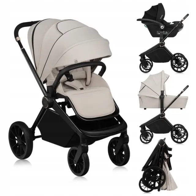 Lionelo Mika Plus Καρότσι Βρεφικό 3 σε 1 έως 22 kg Beige Sand