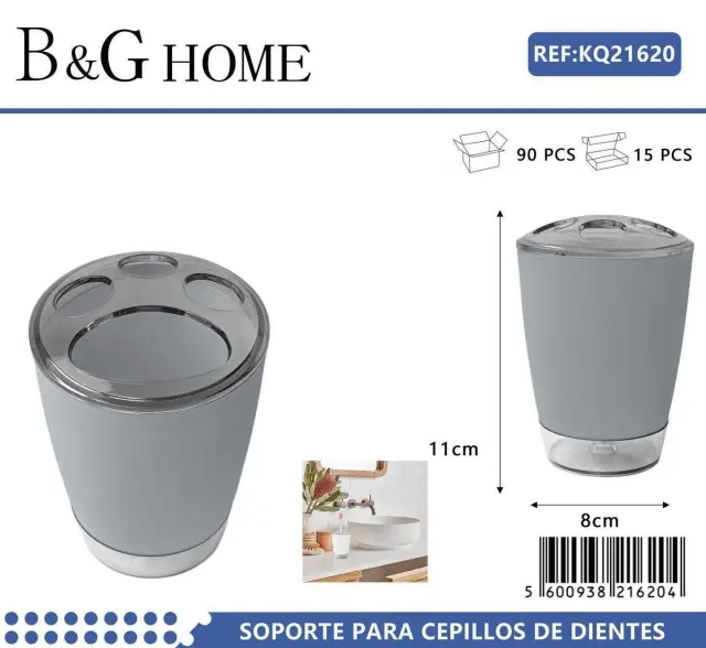 Θήκες οδοντόβουρτσας πλαστικές σε σετ 5Χ - Grey - 21620 2