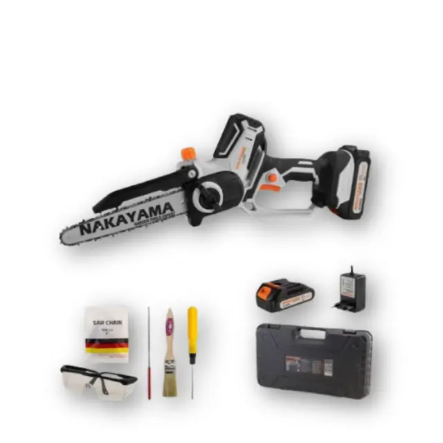 Nakayma EC1200 - Κλαδευτικό Αλυσοπρίονο Μπαταρίας 21V ,Brushless, Li-Ion με Λάμα 20cm, 1.3kg με Φορτιστή + 2 Μπαταρίες 2Ah (2x 2Ah) (075004)