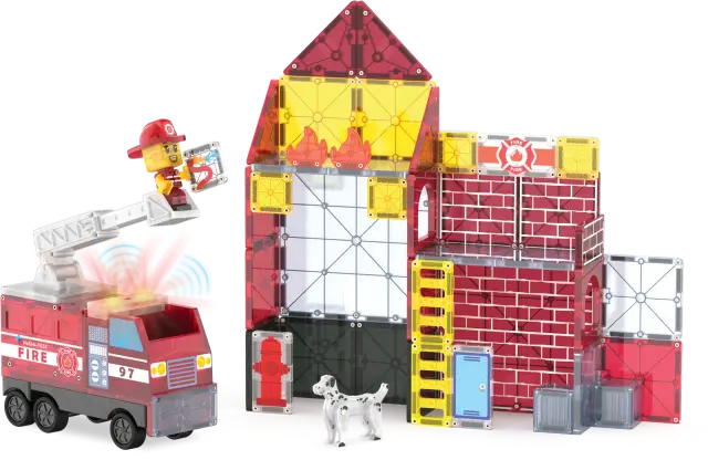 MAGNA-TILES Fire Station 50 Τεμάχια – Μαγνητικά Πλακίδια STEM με Πυροσβεστικό Σταθμό / 252050FS (Magna-Tiles) 3