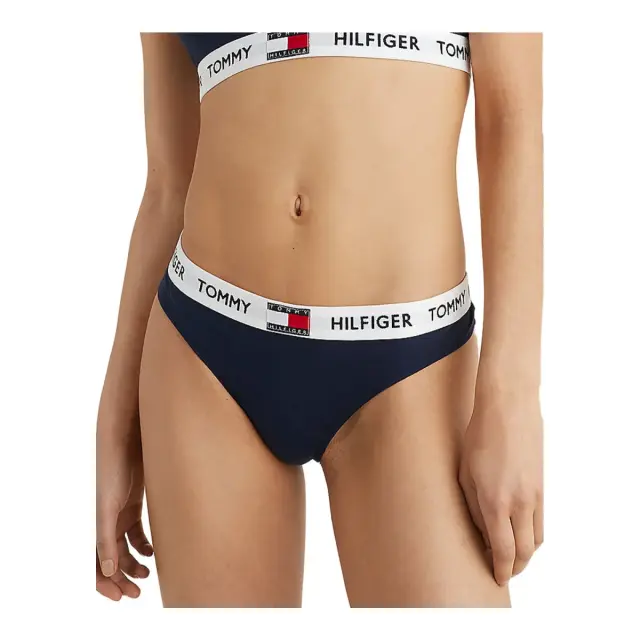 Tommy Hilfiger Γυναικείο String Tommy 85 Stretch Cotton Logo, Χρώμα Navy Blazer - L
