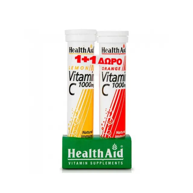 Health Aid Vitamin C 1000mg Λεμόνι 20 αναβράζοντα δισκία & Vitamin C 1000mg Πορτοκάλι 20 αναβράζοντα δισκία 3