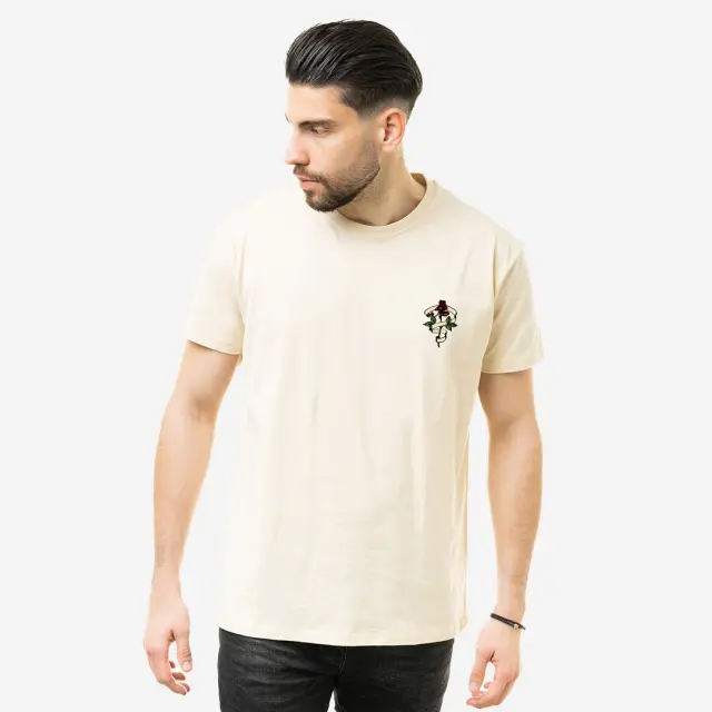 T-shirt Noshame® Signature Off-white με Τύπωμα Rose - 122331 - XXL