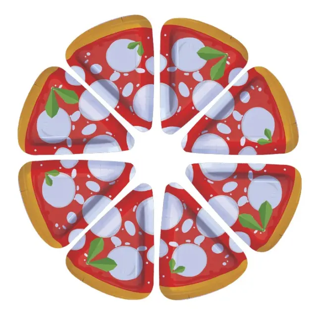 Πιάτα Χάρτινα Σχήμα Pizza Τρίγωνο 19 x 25 εκ / 8 τμχ
