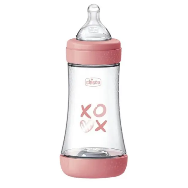 Chicco Perfect 5 Πλαστικό Μπιμπερό Κατά των Κολικών 2+ Μηνών Ροζ 240 ml