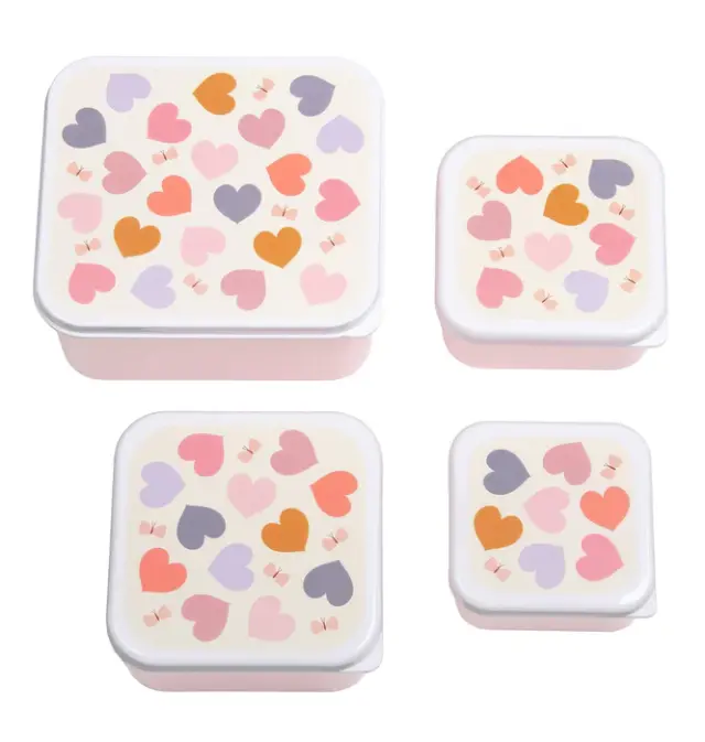 A Little Lovely Company Σετ 4 Δοχεία Φαγητού Lunch & Snack Box Set – Hearts SBSEHE84