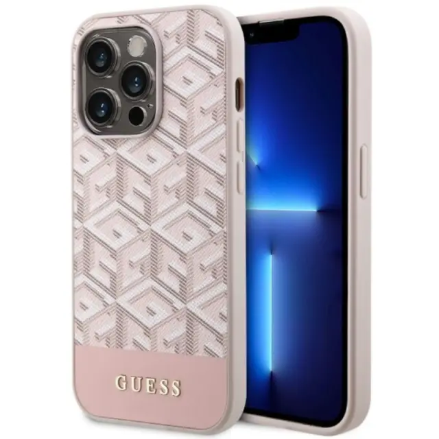 Guess GCube Stripes MagSafe Back Cover Πλαστικό Ροζ (iPhone 14 Pro Max)