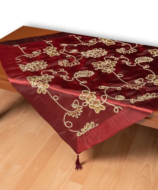 Σατέν τραπεζοκαρέ 7710 (135cm x 135cm) μπορντώ - -