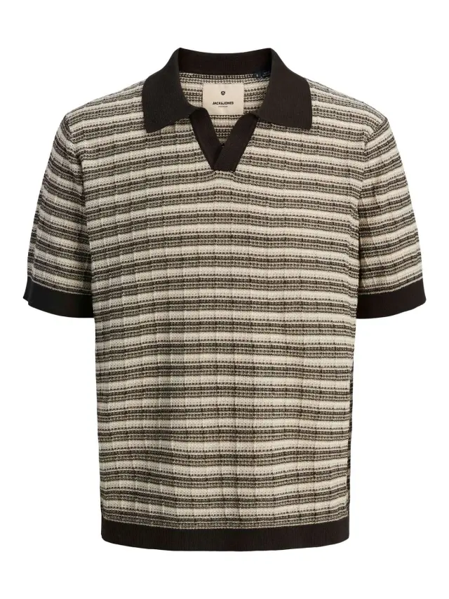 JPRBLUJACKSON KNIT STRUCTURE SPLIT NECK Rain Drum - XXL