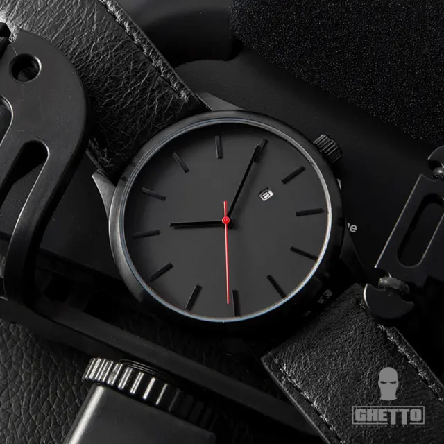 Ghetto Wrist Analog Quartz watch No-Name minimalist Black 2