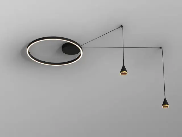 Φωτιστικό οροφής Conic black bronze LED 3000K με διπλό spotlight Μαύρο Ορείχαλκος