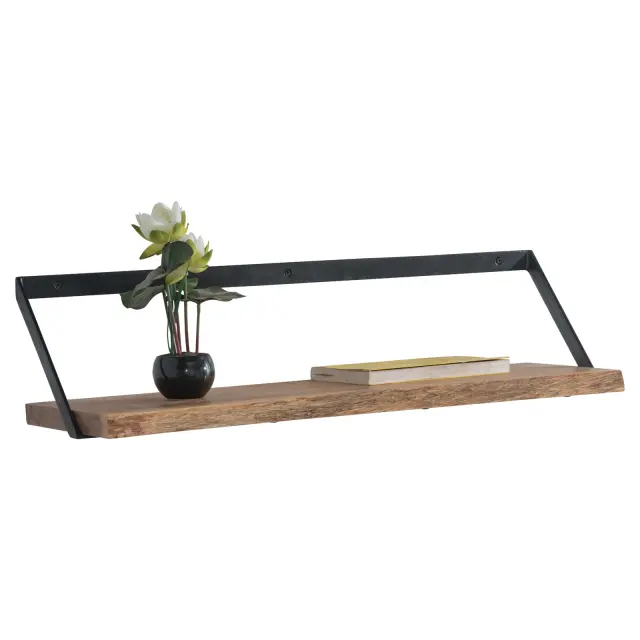 Ράφι WALL-1 Φυσικό/Μαύρο Ξύλο 80x25cm