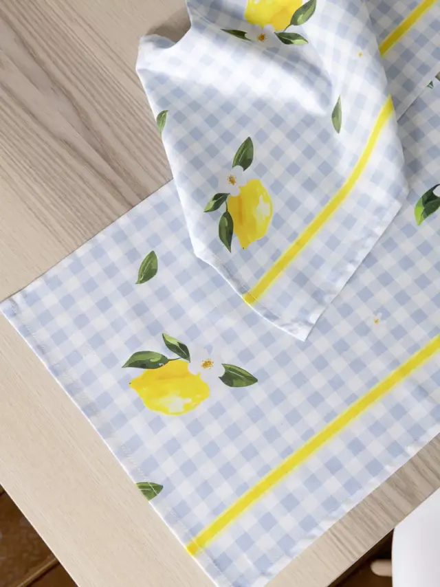 Σετ 2Τεμ Σουπλά 35x50 Αλέκιαστα Nima Lemon Tree Ciel-Yellow 100% βαμβακερό
