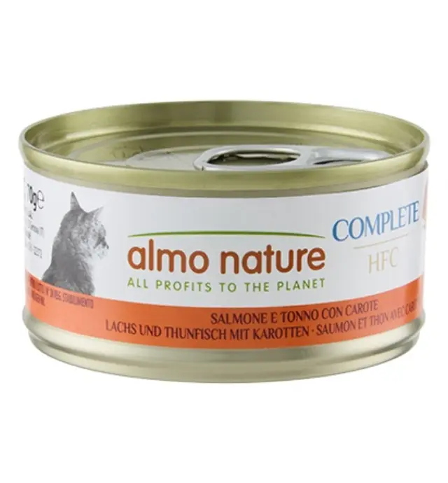 Almo Nature Cat Adult HFC Complete Κονσέρβα Σολομός, Τόνος & Καρότο 70gr Μονόχρωμο