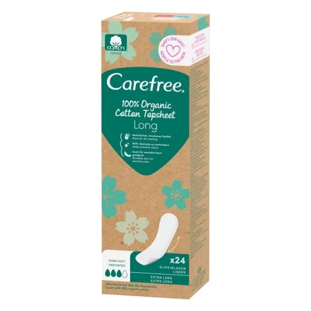 Carefree Σερβιετάκι Organic Long Plus 24 Τεμαχίων