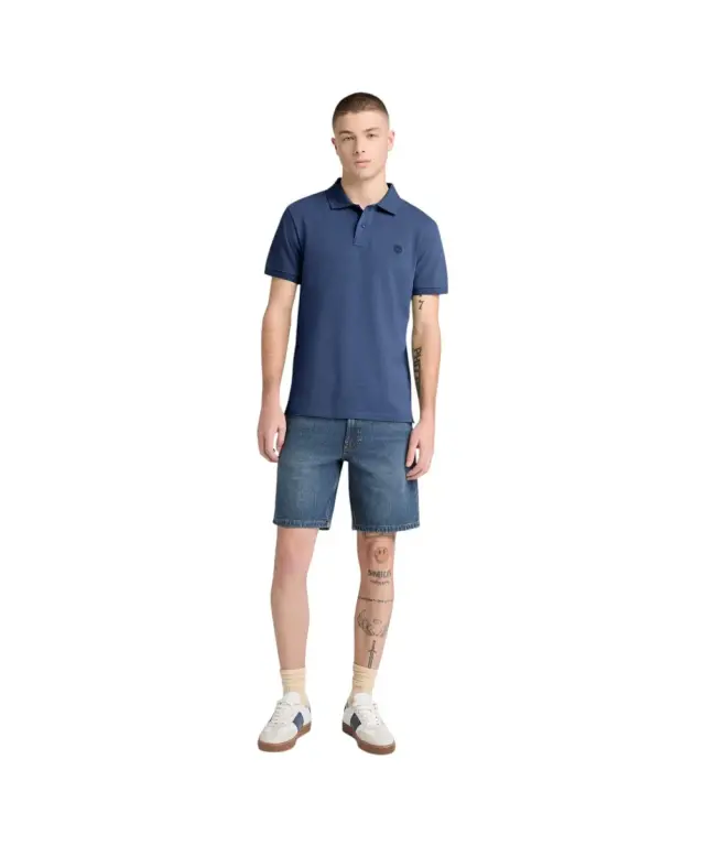 Timberland - Ανδρικό Κοντομάνικο T-shirt Polo Slim Fit Mε Λογότυπο Oyster River TB0A2BS1-EYO Μπλε - M 2
