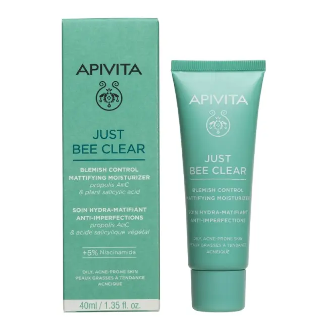 Apivita JUST BEE CLEAR ΚΡΕΜΑ ΚΑΤΑ ΤΩΝ ΑΤΕΛΕΙΩΝ - ΕΝΥΔΑΤΩΣΗ & ΜΑΤ ΑΠΟΤΕΛΕΣΜΑ με propolis AmC & φυτικό σαλικυλικο