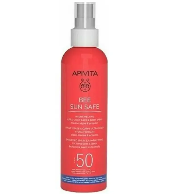 Apivita Bee Sun Safe Hydra Melting Ultra Light Face & Body Spray SPF50 Αντηλιακό Ενυδατικό Σπρέι Ελαφριάς Υφής για Πρόσωπο και Σώμα, 200ml