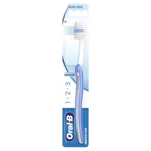 Oral-B 1-2-3 Indicator 35 Μέτρια Οδοντόβουρτσα με Καπάκι 1τμχ