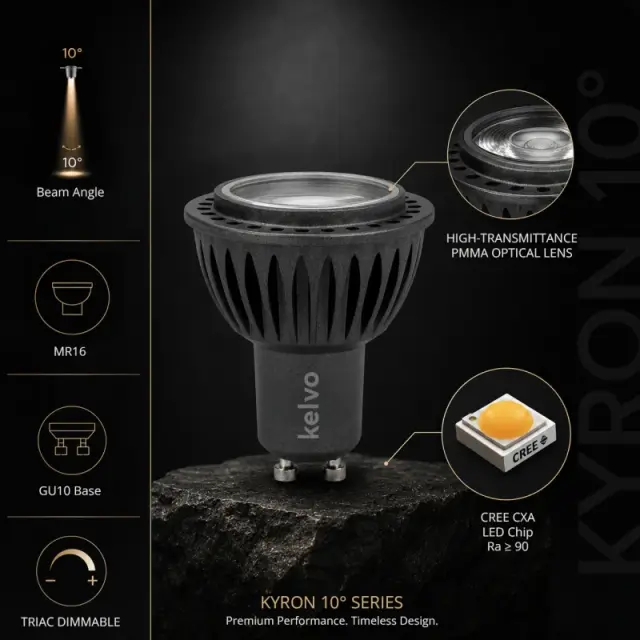 Led Λάμπα KYRON GU10 - 10°- 5Watt Dimmable 2700K KLV-103-0004 3