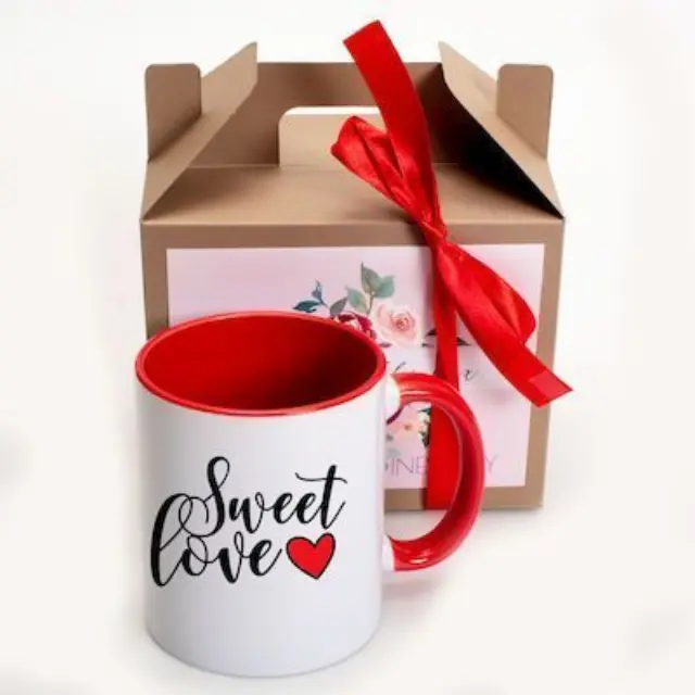 κούπα κόκκινη Βαλεντίνου sweet love με μπεζ συσκευασία 325ml