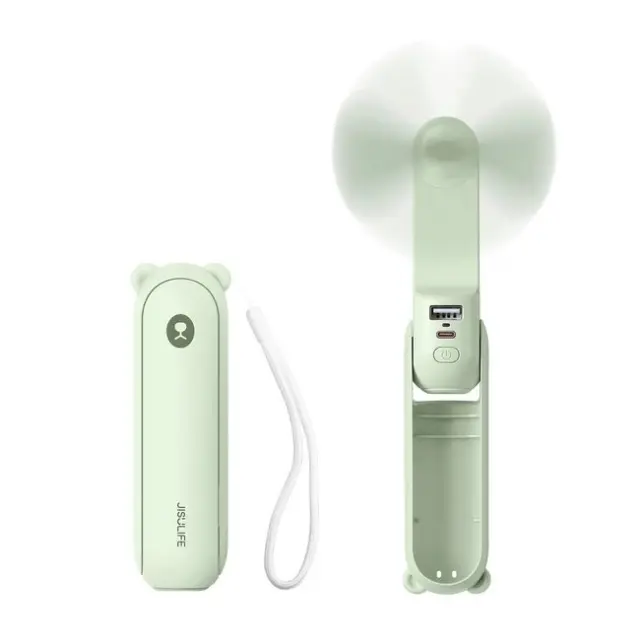 Jisulife Handheld Fan Life8 Plus Portable USB Fan with Power Bank Function 4500mAh & Flashlight Green