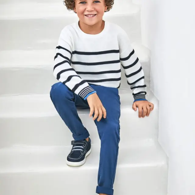 Mini 2 έως 10 ετών Παντελόνι λοξότσεπο slim fit Better Cotton κυανό