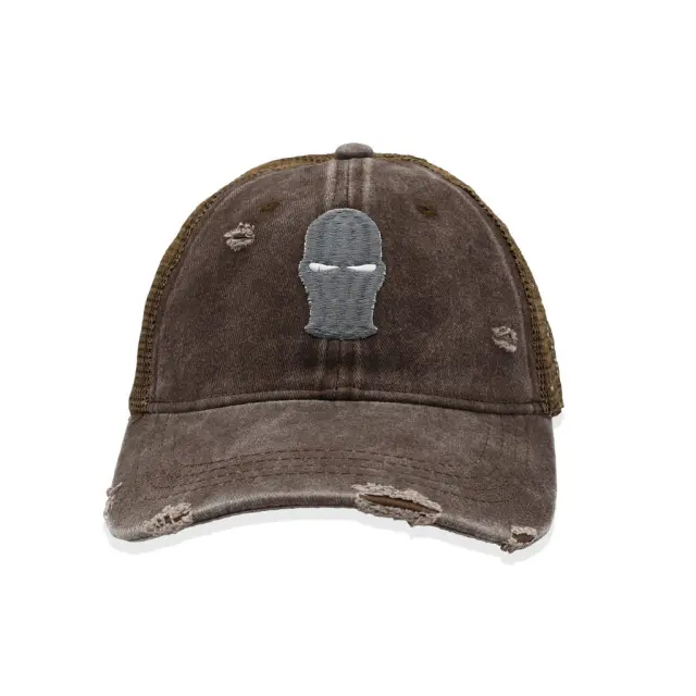 Ghetto Brown 3D Mask Washed Cap | 6 Panel 2