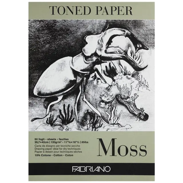 Μπλοκ Fabriano Toned Paper Moss για Ζωγραφική 120g/m² - A3 29.7x42cm - 50 Φύλλα