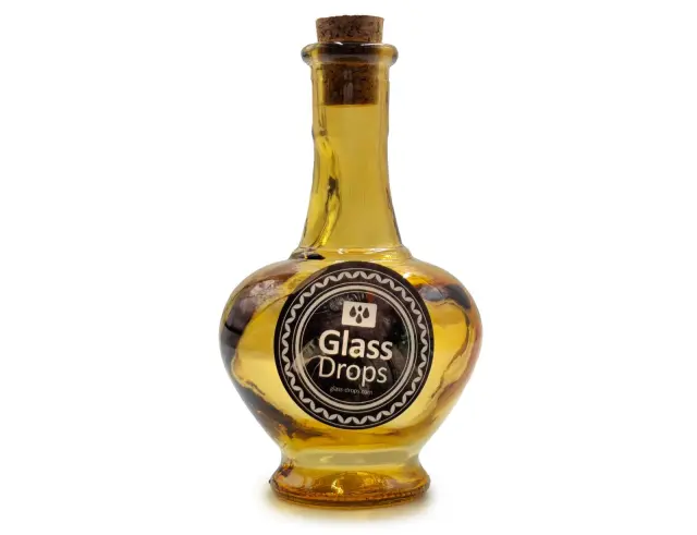 Διακοσμητικό Μπουκάλι με πώμα Glass Drops Navarra (5622DB411) Aπό 100% ανακυκλωμένο γυαλί, Xωρητικότητας 250ml, Διαστάσεων Ø 9 x Υ 15 cm, Yellow Gold 5622DB411 3