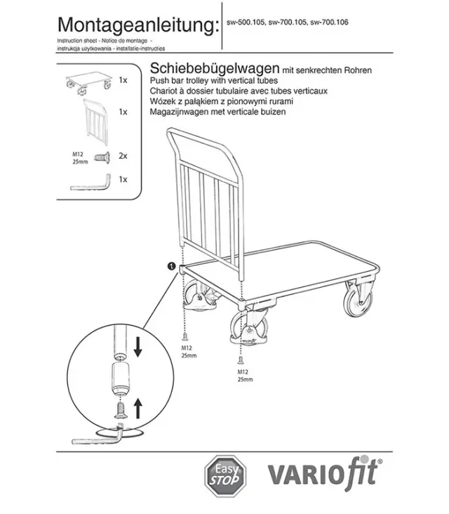 Variofit sw-700.105 Τρόλεϊ Μεταφοράς Εμπορευμάτων για Φορτίο Βάρους ως 400kg 2