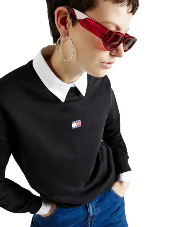 Tommy Hilfiger - Γυναικείο Φούτερ Badge Loose Fit DW0DW17325-BDS Μαύρο 2