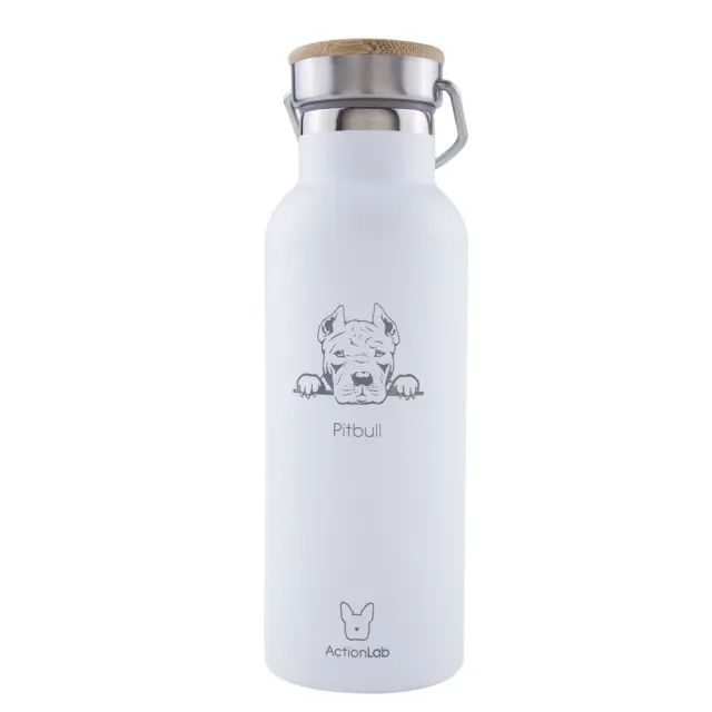 Eco Life Bamboo Thermos Bottle Λευκό Pitbull 500ml Λευκό