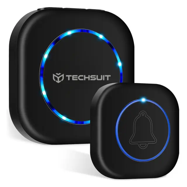 Techsuit Buzzzly SU1 Ασύρματο Αδιάβροχο Κουδούνι Πόρτας με 38 Μελωδίες, 4 Επίπεδα Έντασης & Φωτεινή Ειδοποίηση Μαύρο