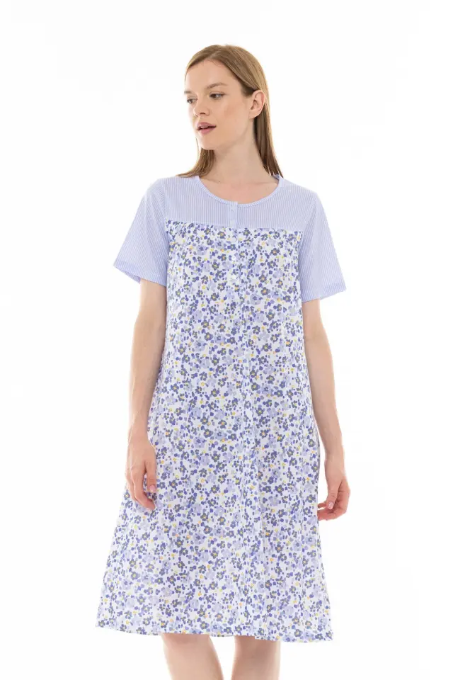 S1297 - Type - NIGHTGOWN CLASSIC BLUE FLOWER STRIPE - M 2