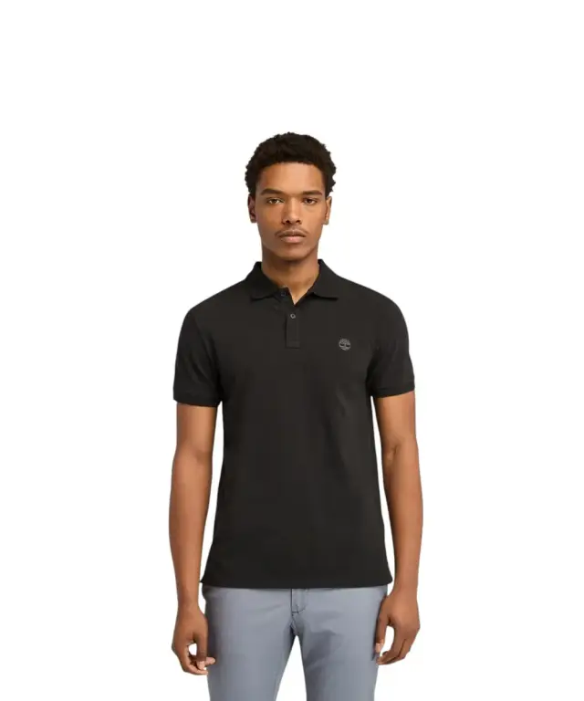 Timberland - Ανδρικό Κοντομάνικο T-shirt Polo Slim Fit Mε Λογότυπο Oyster River TB0A2BS1-X65 Μαύρο - S